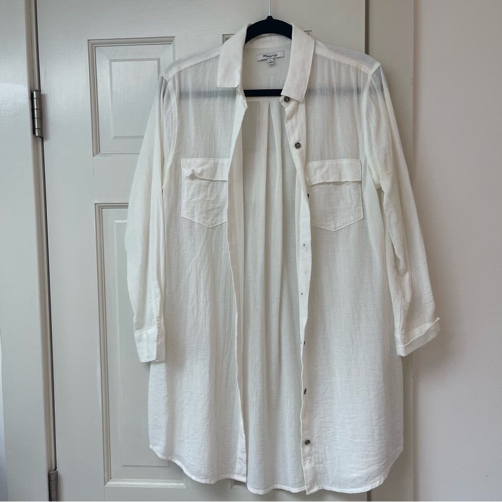 Madewell White Casual Button Down Shirt/Coverup